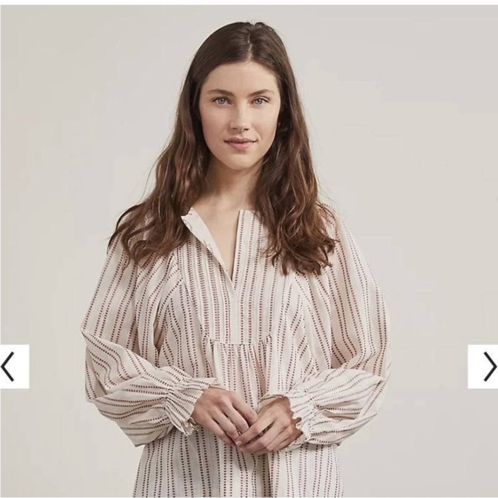 Elizabeth and James Ivory and Burgundy boho flowy Striped Blouse